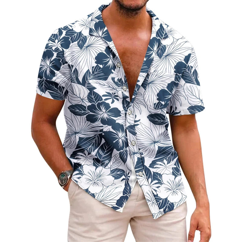 Men's printed lapel summer short-sleeved Men's printed lapel summer short-sleeved In Your Hand Store 07 S 