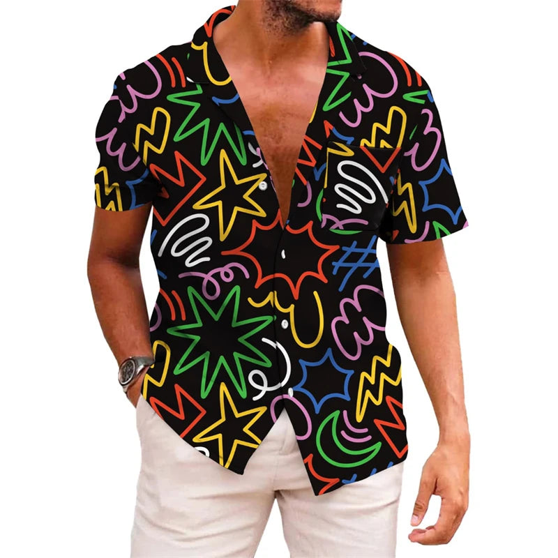 Men's printed lapel summer short-sleeved Men's printed lapel summer short-sleeved In Your Hand Store 09 XXL 