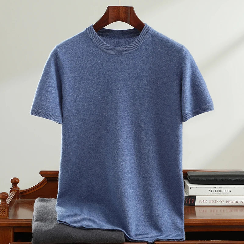 Round Neck Short Sleeve T-shirt Round Neck Short Sleeve T-shirt In Your Hand Store Denim Blue L 