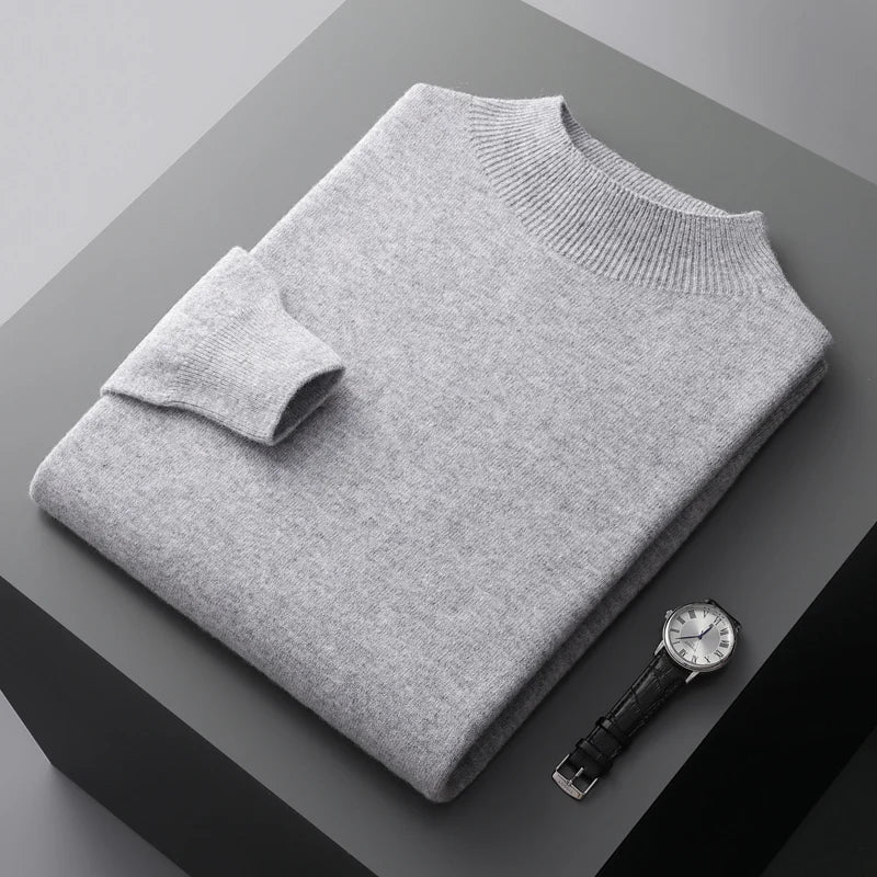 Half Turtleneck  Pure Wool  Sweater Half Turtleneck Pure Wool Sweater In Your Hand Store Light Grey XXXL 