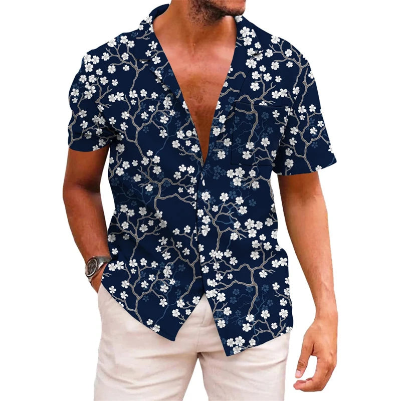 Men's printed lapel summer short-sleeved Men's printed lapel summer short-sleeved In Your Hand Store 11 S 