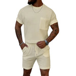 Short Sleeved Round neck, pocket Shorts Set Short Sleeved Round neck, pocket Shorts Set In Your Hand Store Beige XXL 