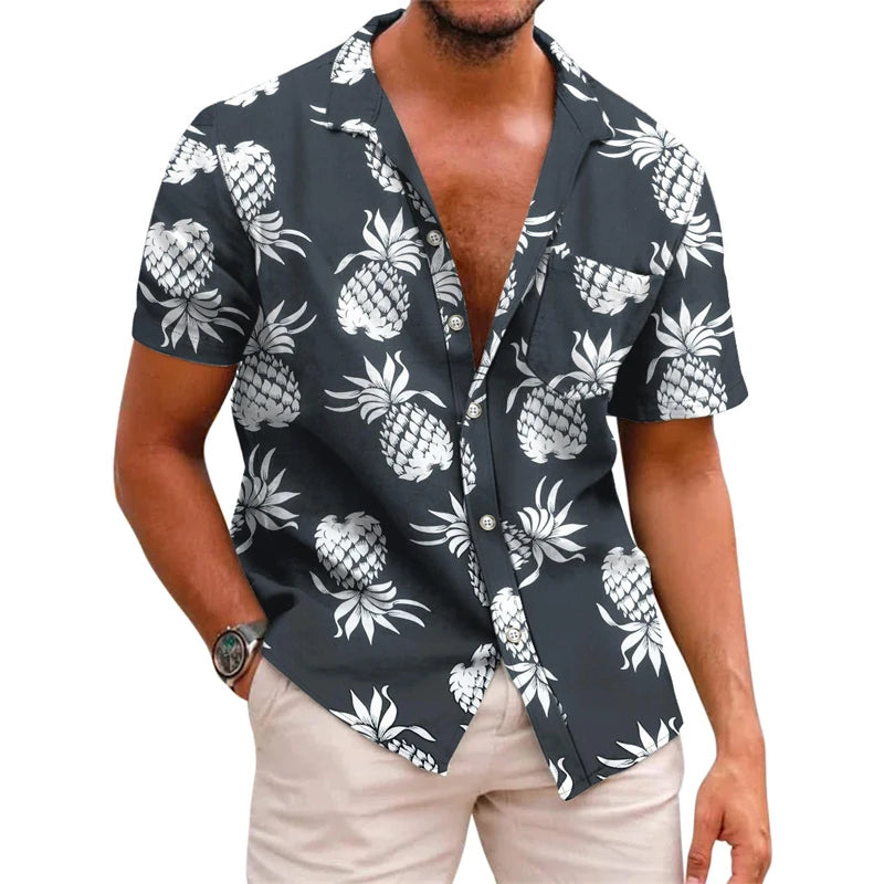 Men's printed lapel summer short-sleeved Men's printed lapel summer short-sleeved In Your Hand Store 06 S 