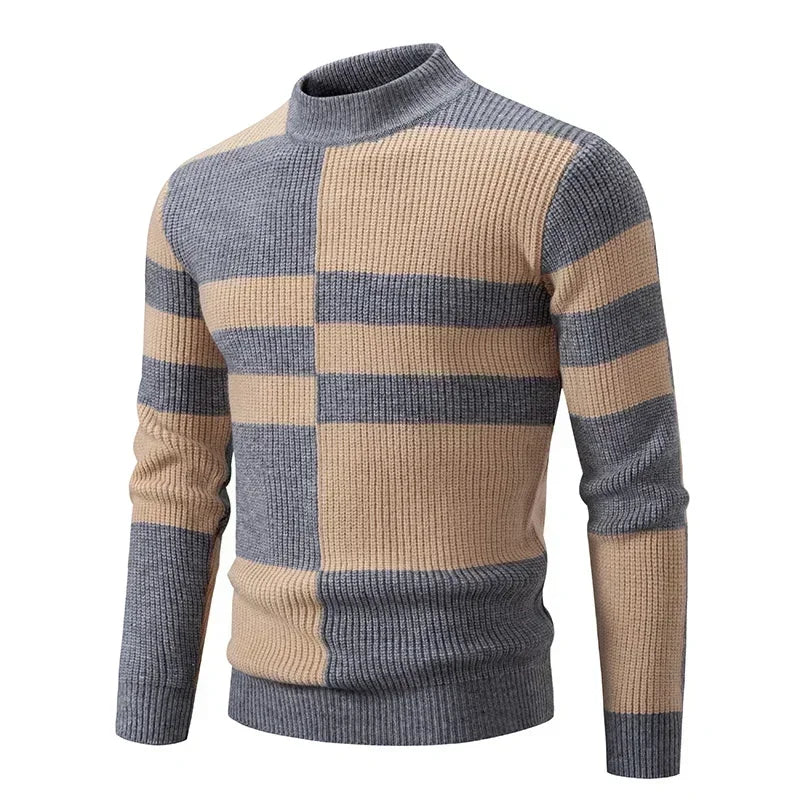 Men's Casual Warm Neck Sweater Men's Casual Warm Neck Sweater In Your Hand Store gray and khaki 2XL 