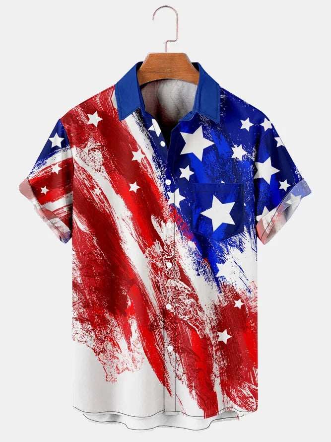 Men’S Vintage Flag Day 4Th Of July Print Casual Short Sleeve Shirt Men’S Vintage Flag Day 4Th Of July Print Casual Short Sleeve Shirt Inyourhand As picture 2 XL 