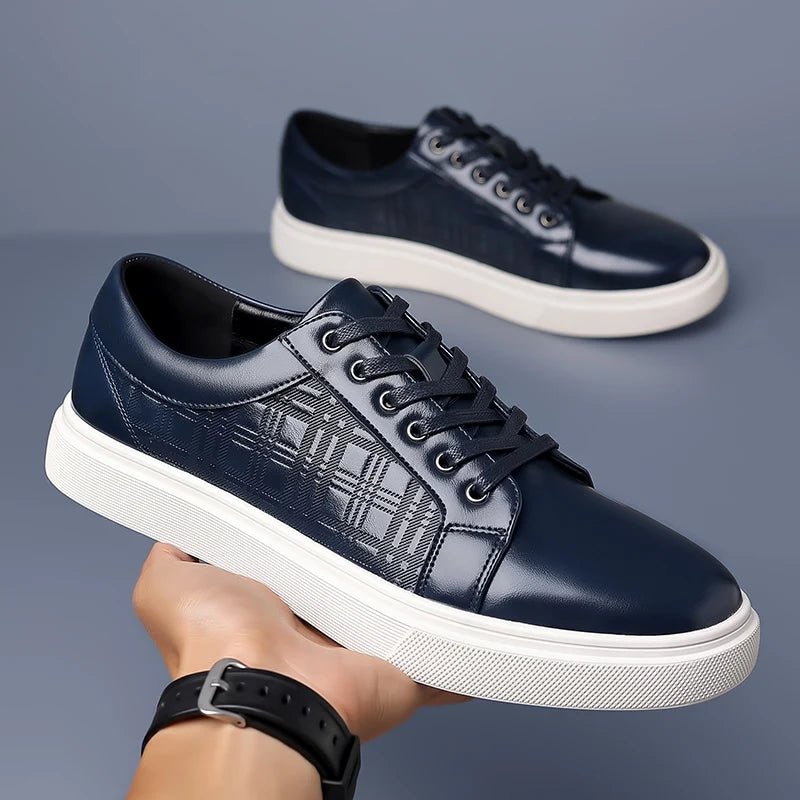 Men's Vulcanize Shoes - Casual Blue & Black Lace-up Sneakers Men's Black Lace-up Vulcanize Shoes - Casual Style In Your Hand Store   