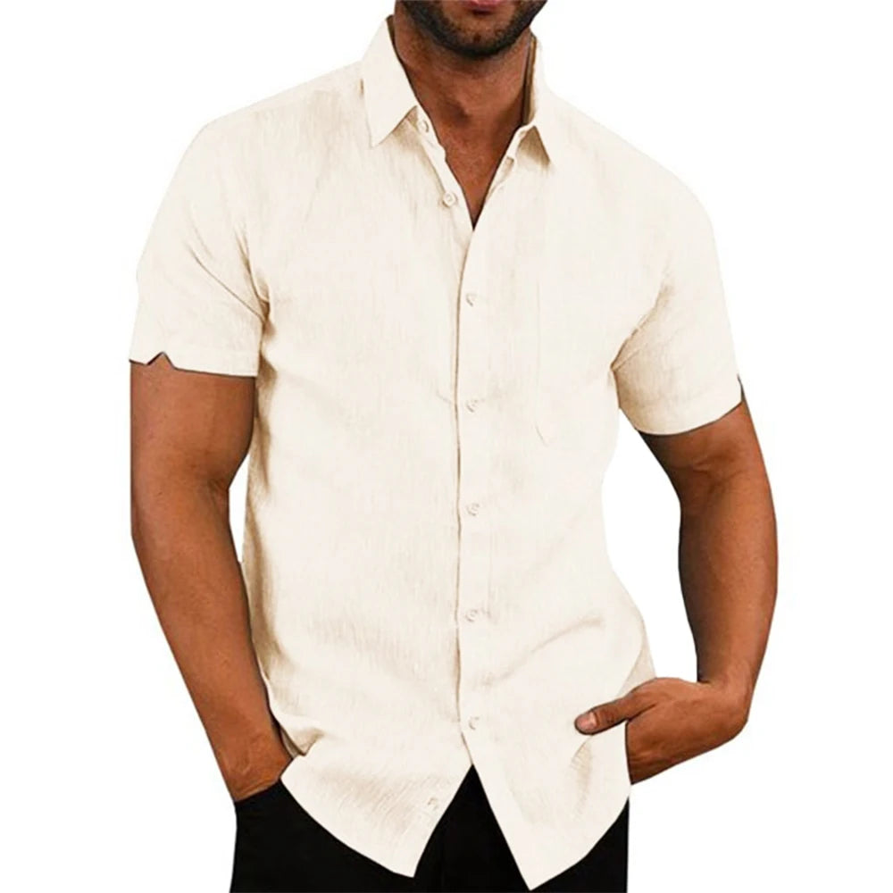 Breathable Cotton-Linen Men's Shirt Breathable Cotton-Linen Men's Shirt Inyourhand Beige US XL 80-90 KG 